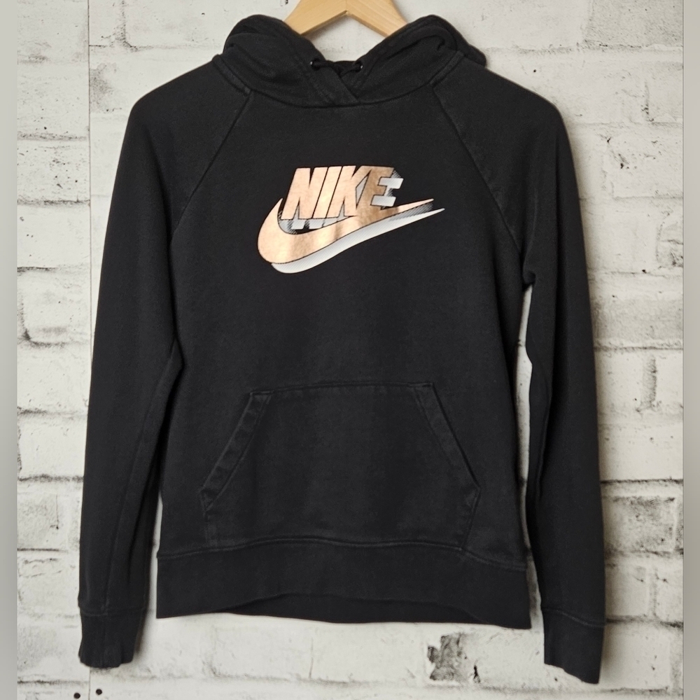 Women's Nike Black Hoodie Bronze Logo
